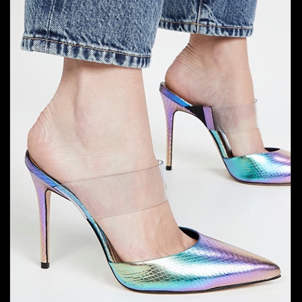 NWT SCHUTZ SIONNE METALLIC SNAKE-EMBOSSED LEATHER PUMP
